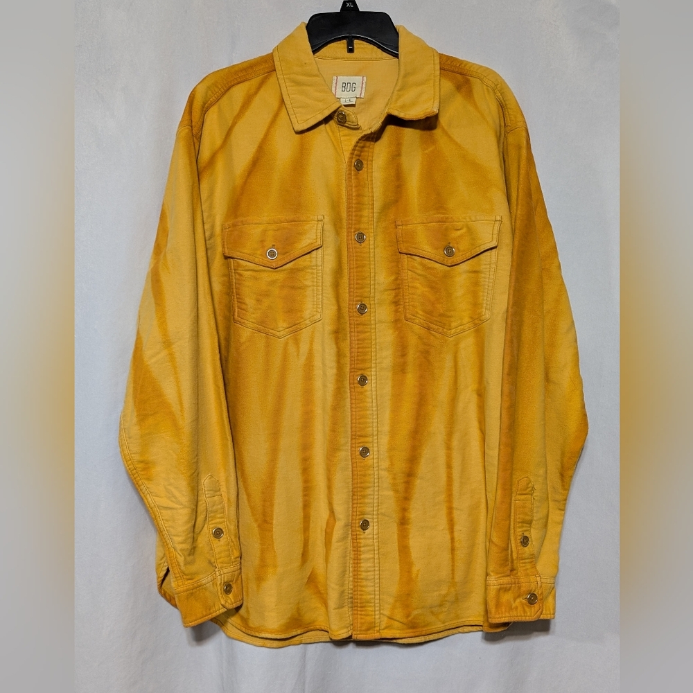 🐝Urban Outfitters Oversized Aidan Chamois Sunwashed Yellow Shirt Jacket L